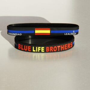 Pulsera Blue Life Brothers con leyenda Dignidad y Lealtad